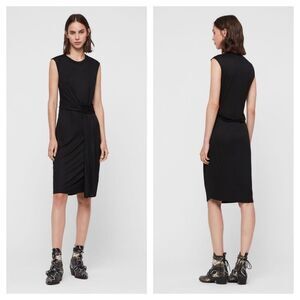 NWT All Saints Limera Black Drape Tank Midi Dress Sz S Goth Mob Wife Office Edgy